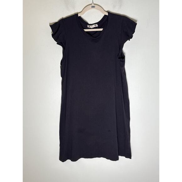 AMO Black Raw  Edge Flutter Sleeve Tee Dress Sz M - Picture 1 of 2